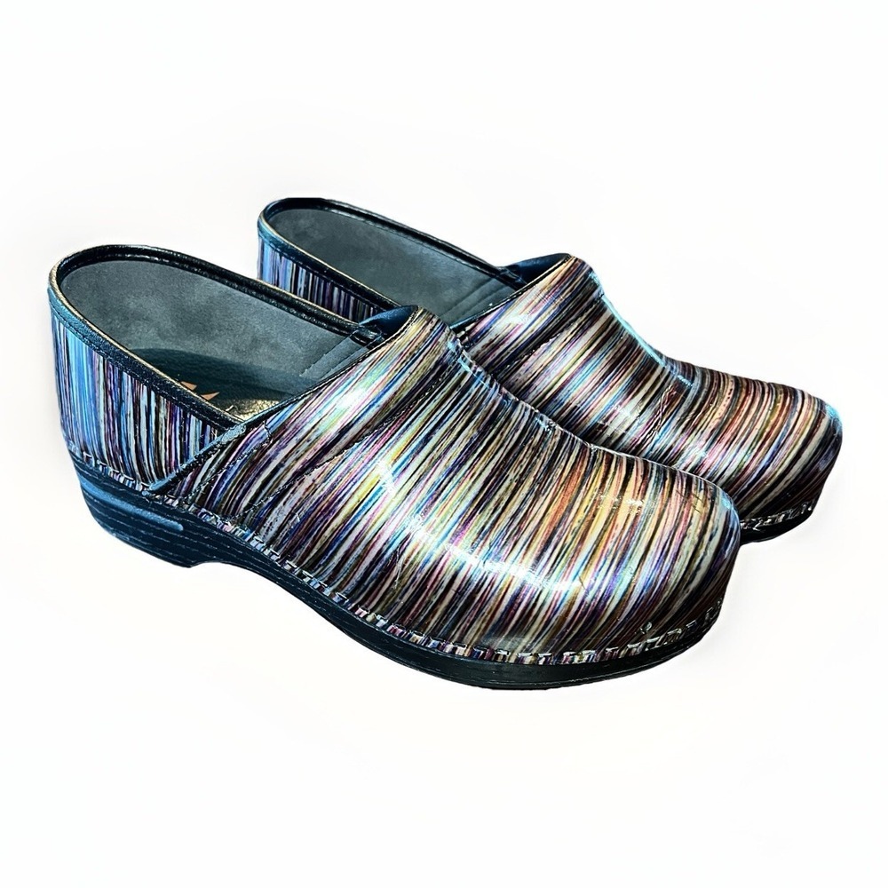 Dansko Women's Clog Multi Women's Size 41 (US Size 10.5) Striped Patent